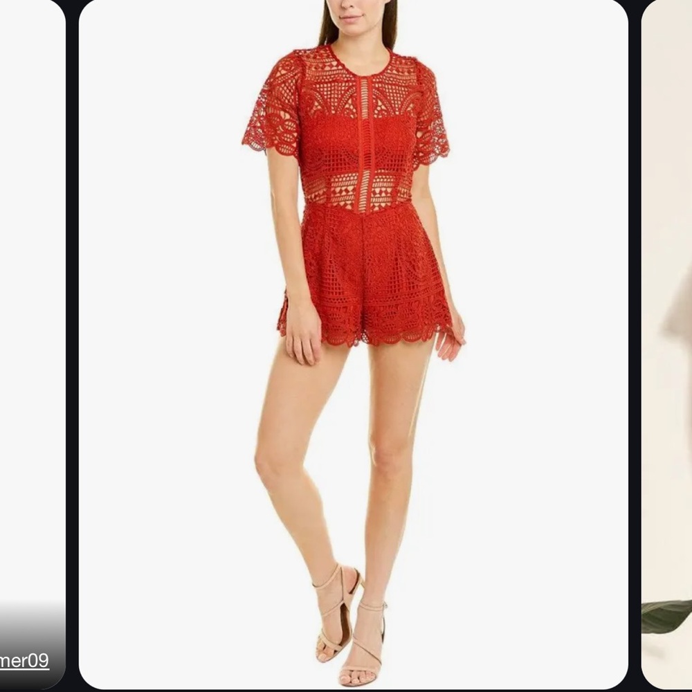 Lovers and friends red cherish lace romper small